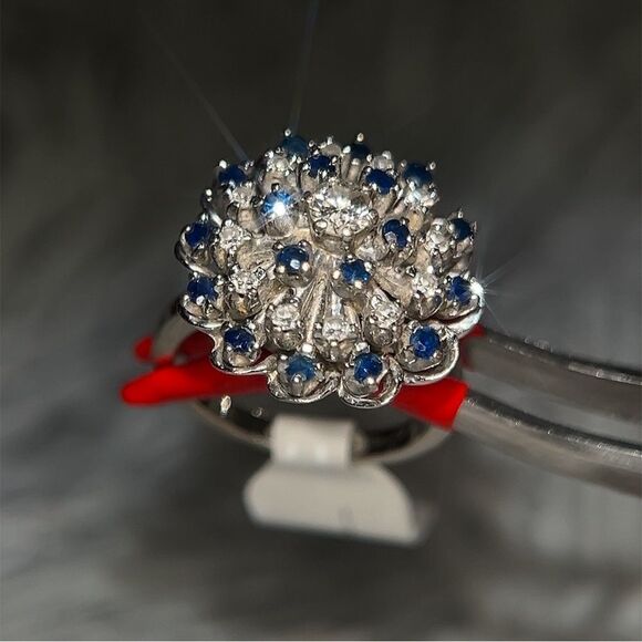 Stunning 14k Sapphires & Diamonds Vintage Ring - Picture 5 of 16